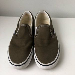 Army green slip on vans